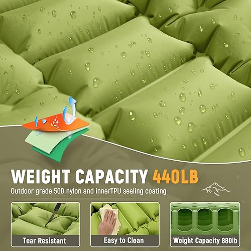 Miniatura 4 de Colchoneta de dormir para camping, ultraligera con bomba de pie integrada, cómoda alfombrilla para dormir para mochileros, viajes en coche, tienda