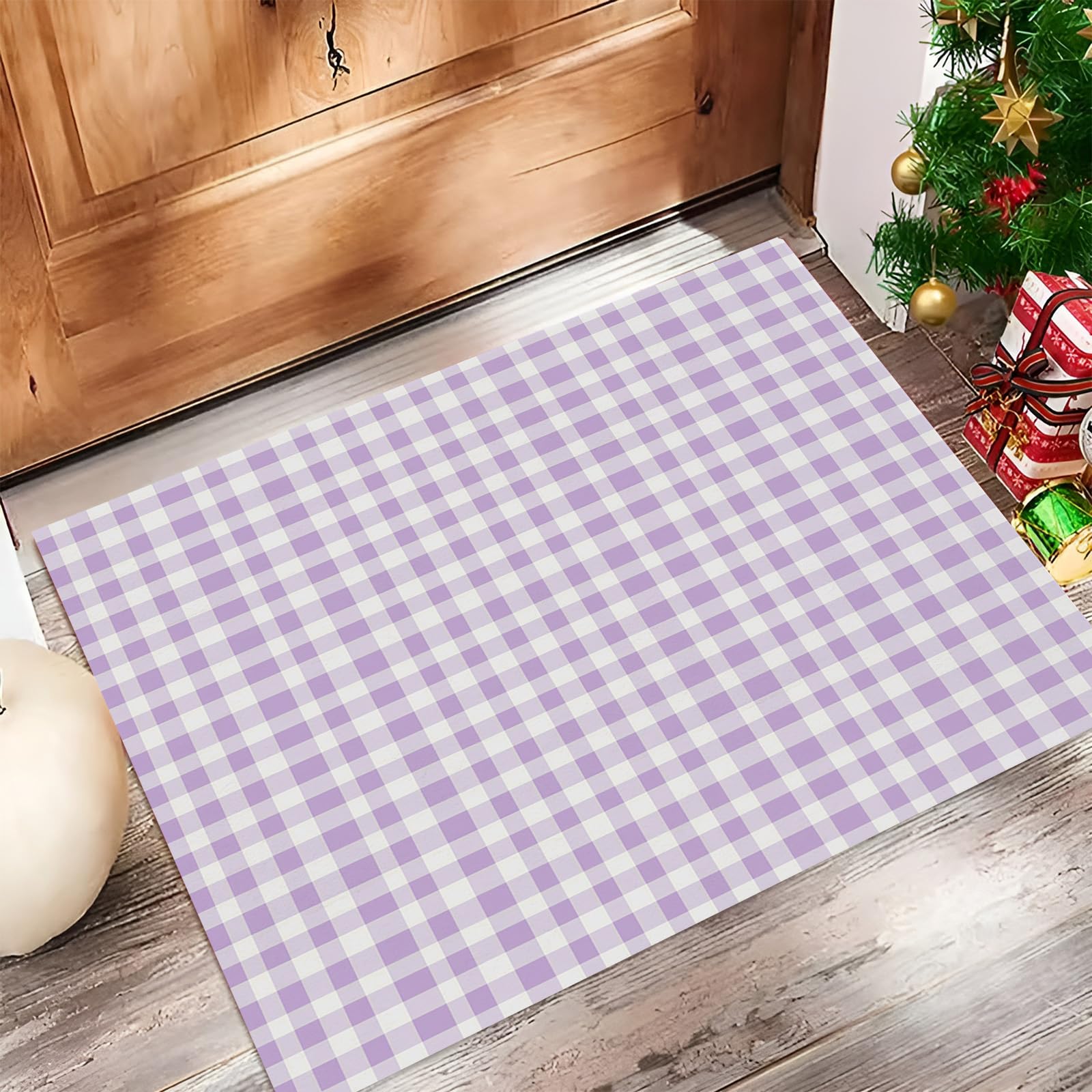 Tapis de sol lavable en machine paillasson treillis violet