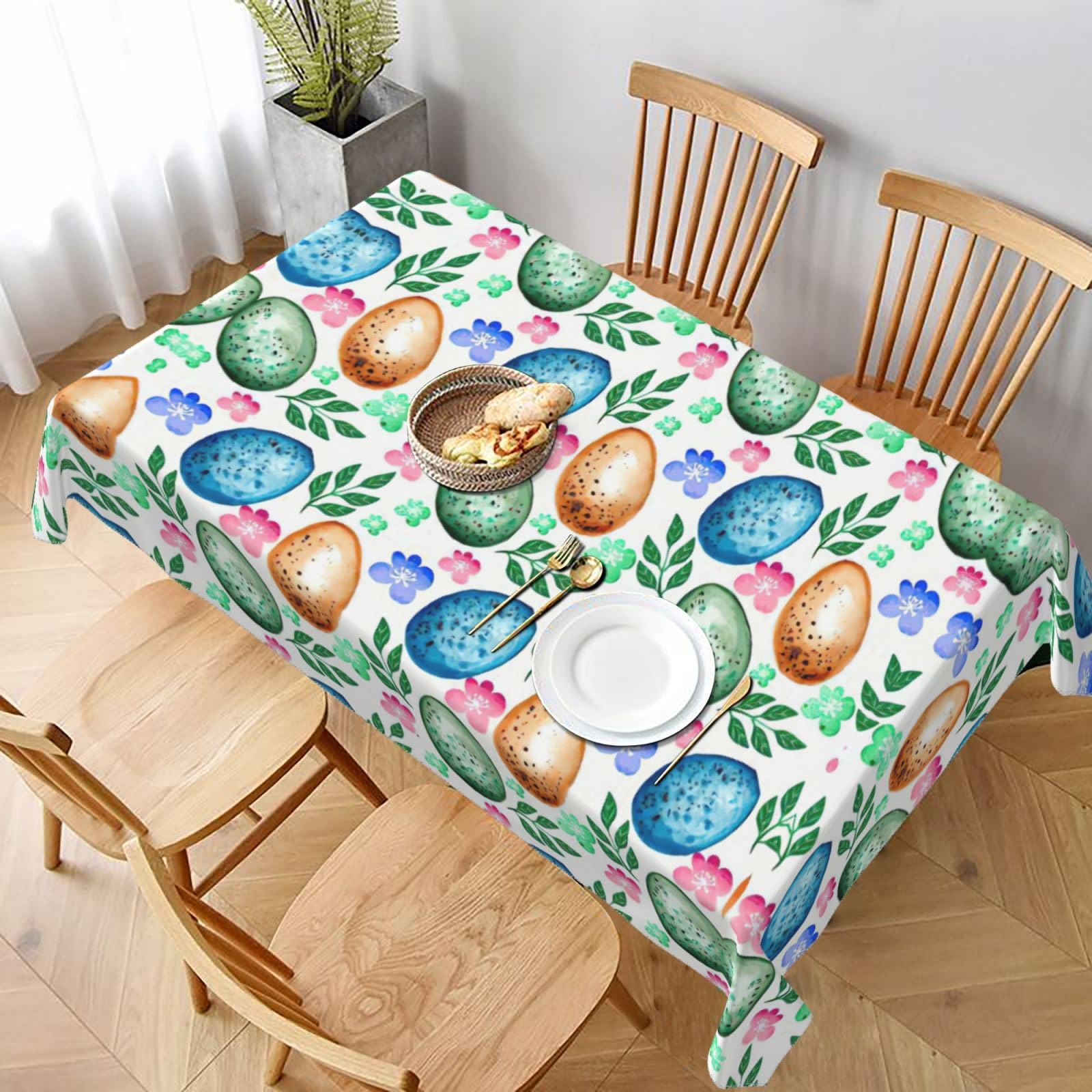 Mantel francés con estampado de huevos de Pascua para mesas rectangulares, mantel para comedor, Acción de Gracias, decoración de cocina
