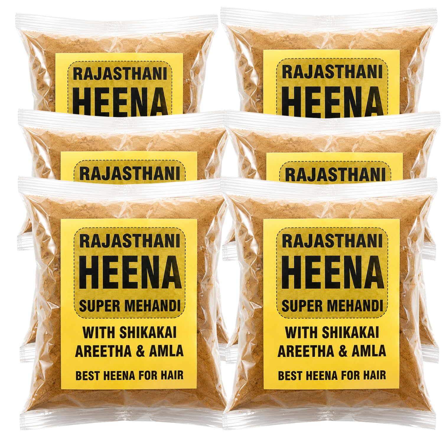 Rajasthani Premium Henna Powder with Amla Reetha Shikakai | Natural Herbal Mehndi for Hair Colour & Hand Decoration | Traditional Hair Care, Conditioning & Nourishing Powder | 250gm - Pack of 6-image-20
