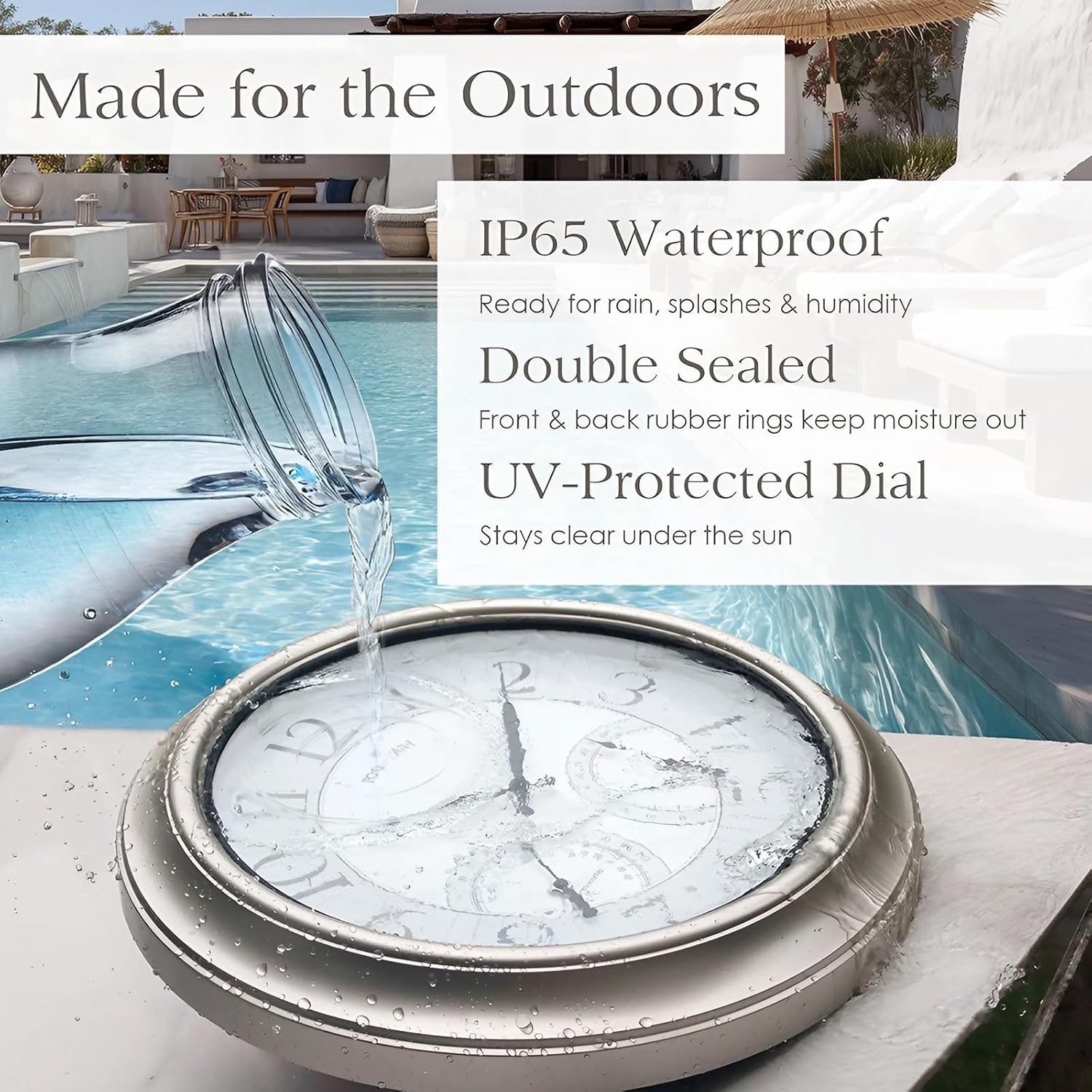 18 Inch Illuminated in/Outdoor Clock with Smart Sensor and Night Light, Waterproof, Large Wall Clock with Thermometer & Hygrometer for Patio,Pool and Garden Decor,Oil Rubbed Bronze