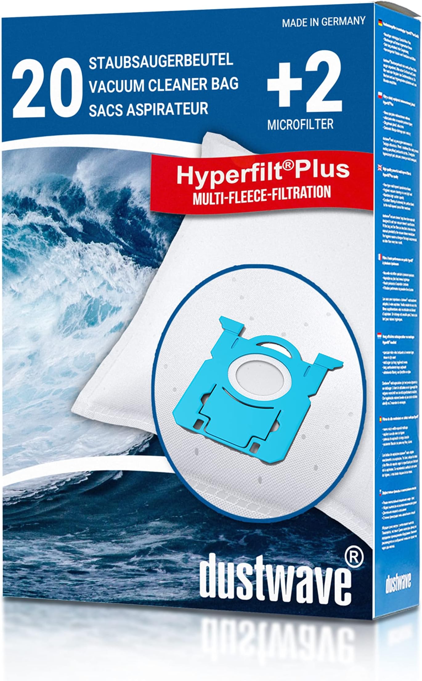 dustwaveMega Pack - 20 Dust Filter Bags for Aldi - UN 210 / UN210 Vacuum Cleaner - Made in Germany + Includes Micro Filter