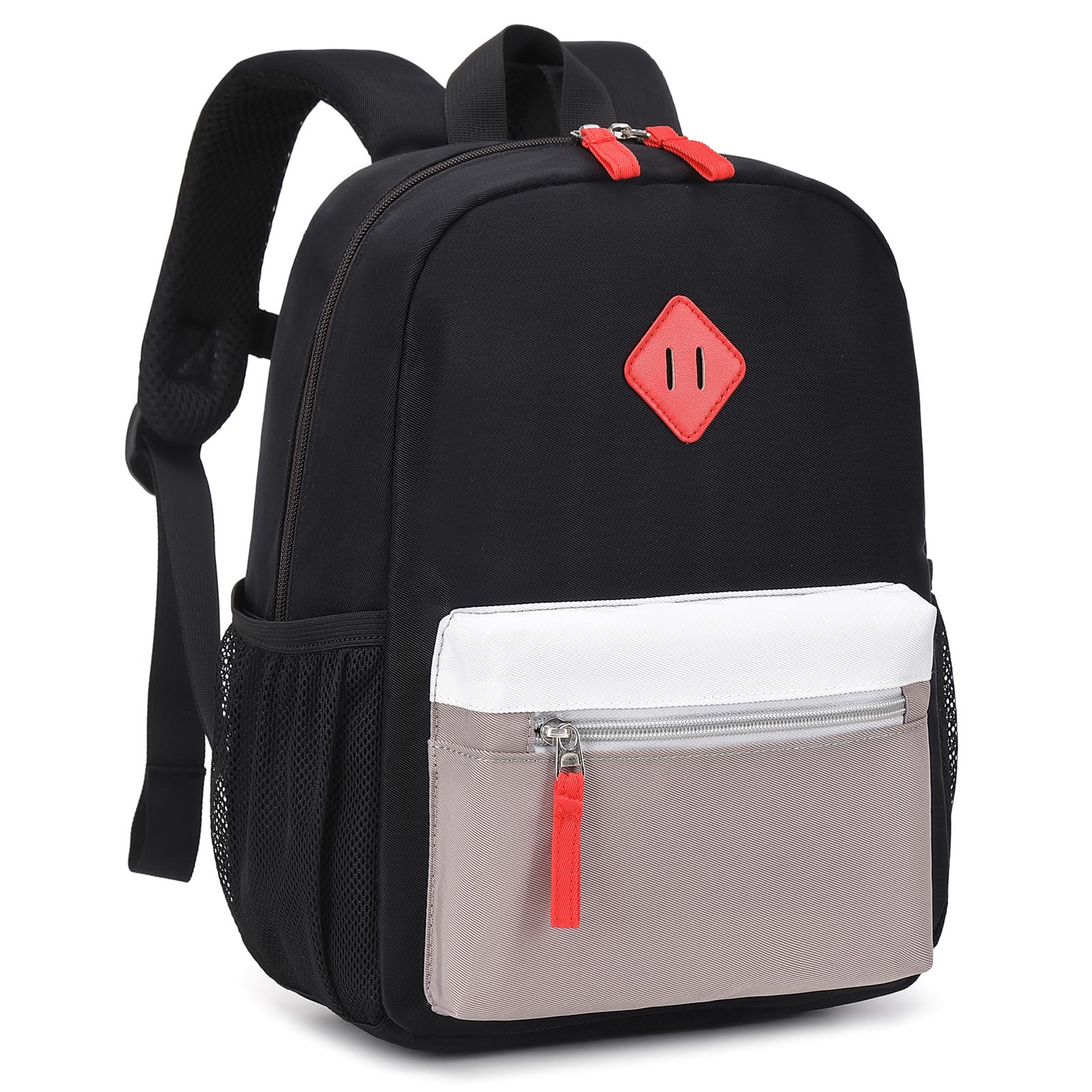 Kids Backpack, 16'' Lightweight School Backpack for Boys Girls,Casual Bookbag for Primary Elementary Middle School,Age 5-14,Black and Grey,Large Size