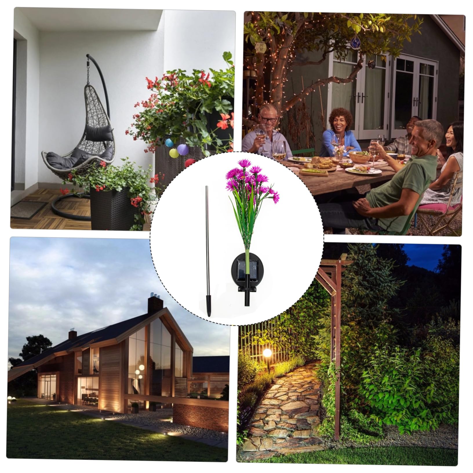 GALPADA Chrysanthemum Design Led Solar Stake Lamp Garden Decorative Light Easy Ground Insertion for Outdoor Spaces Driveways and Patios