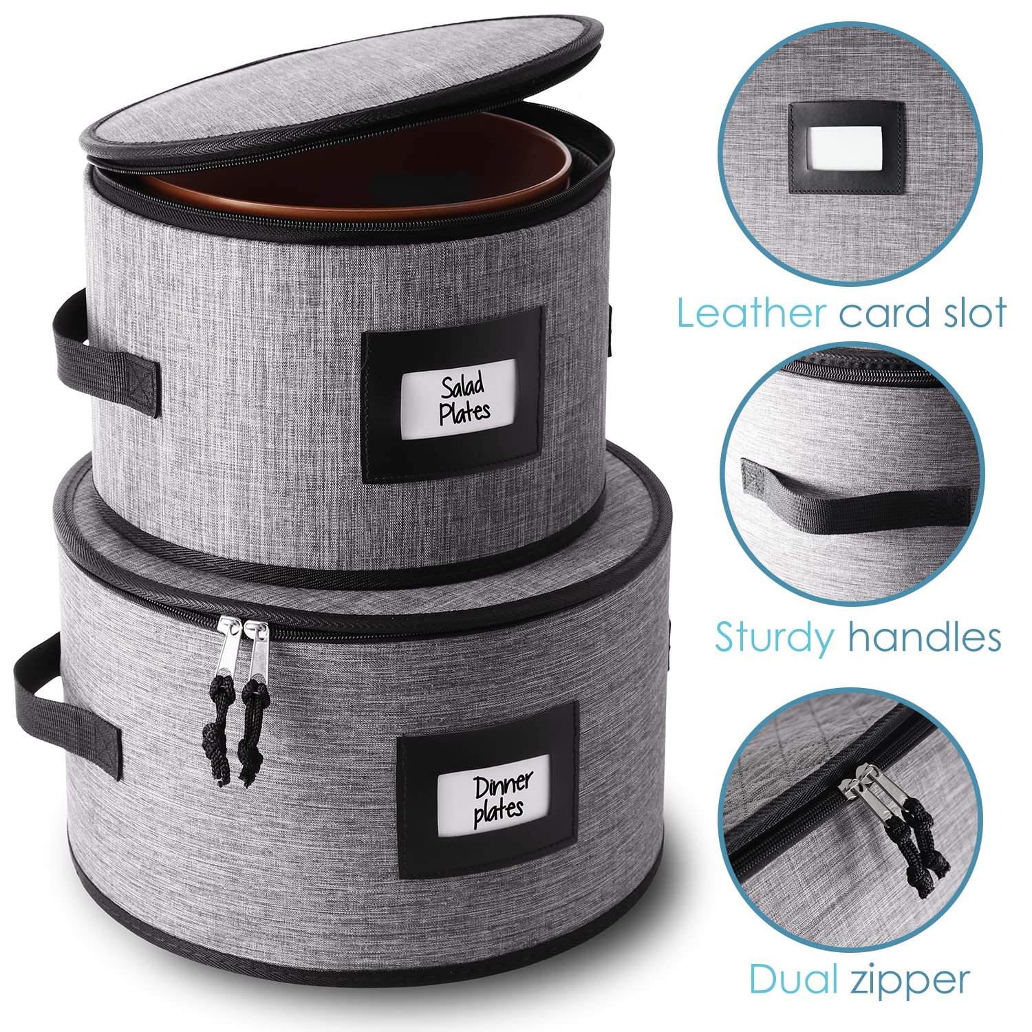 Hearth & Harbor Dish Storage Containers, Flatware & Utensil Storage, Mug Storage, Platter Storage and Wine Glass Storage Box with Dividers, Durable 8 Piece Dinnerware Storage