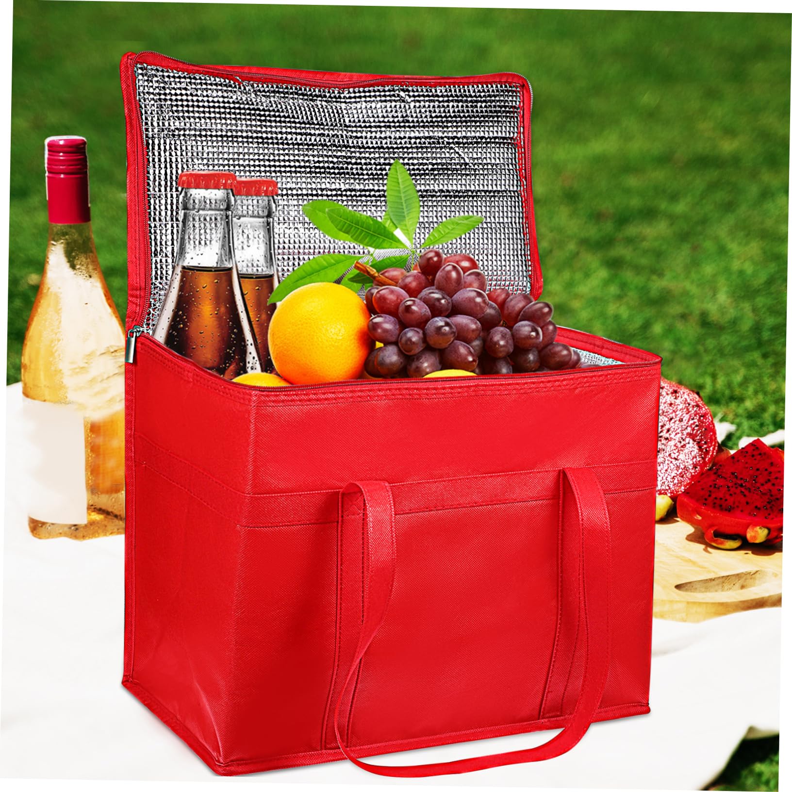 Mipcase 4pezzi Borsa Termica Porta Pranzo Cerniera Borsa per Alimenti Isolante per Spesa Riutilizzabile Grande Capacità per Picnic o Ufficio