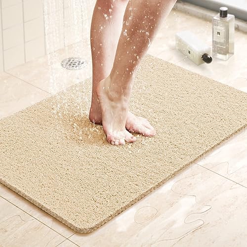 Miniatura 1 de LuxStep Tapete de ducha de 24 x 16 pulgadas, tapete de baño antideslizante con drenaje, tapete de baño de PVC de secado rápido para bañera, ducha,