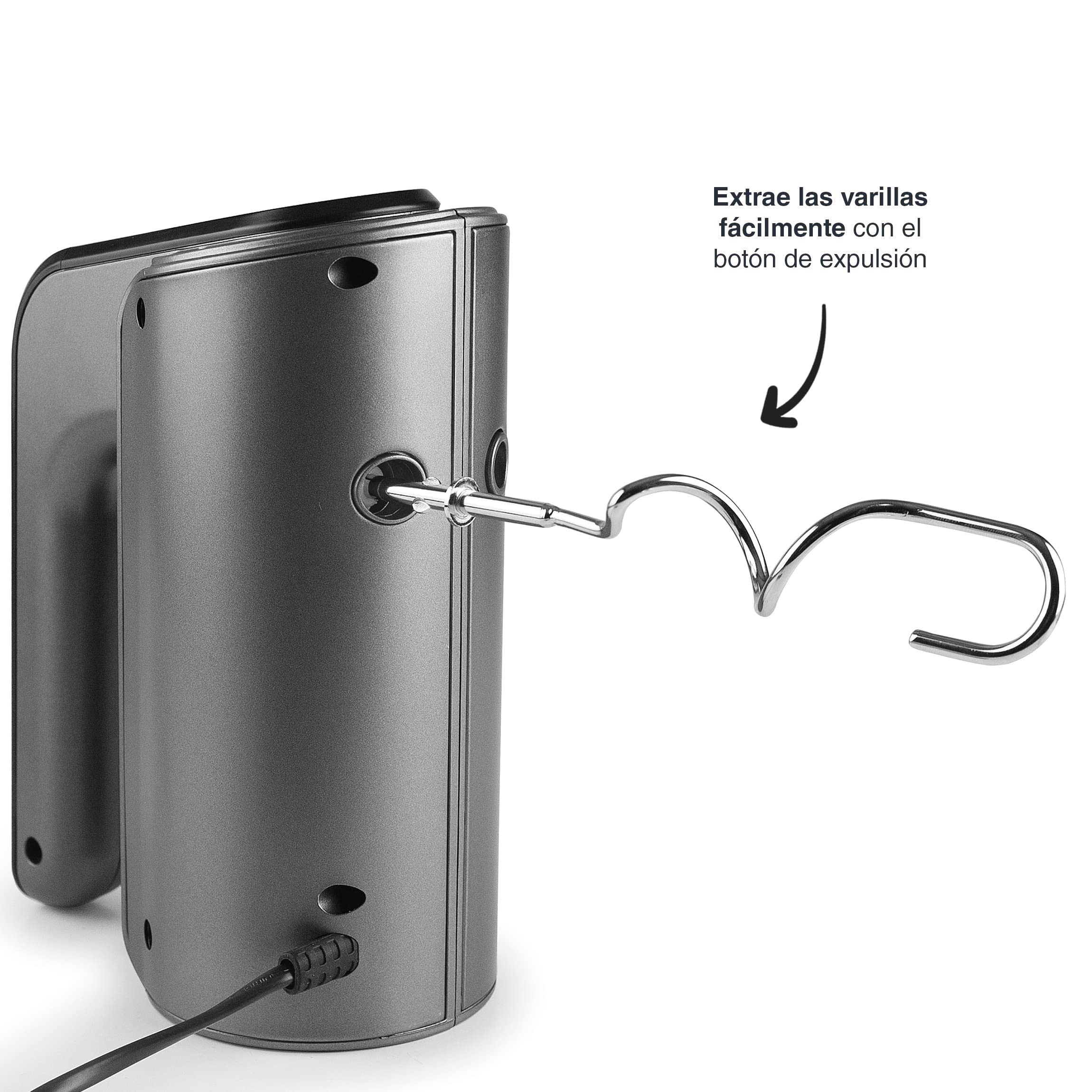 Lacor 69374 - Batidor Amasador, Batidora de Mano, Incluye Varillas TitanPro | Para montar, emulsionar y mezclar; diseñado para acompañarte en tus preparaciones diarias con comodidad y buen resultado