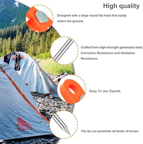 Miniatura 4 de Estacas de tienda de campaña, estacas de acero galvanizado resistentes diseñadas para acampar (6 unidades)