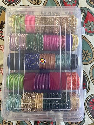 AA and ZS Transparent Stylish Multipurpose Plastic Bangle Box With 5 Detachable Rods For Women and Girls,Organizer Accesso...
