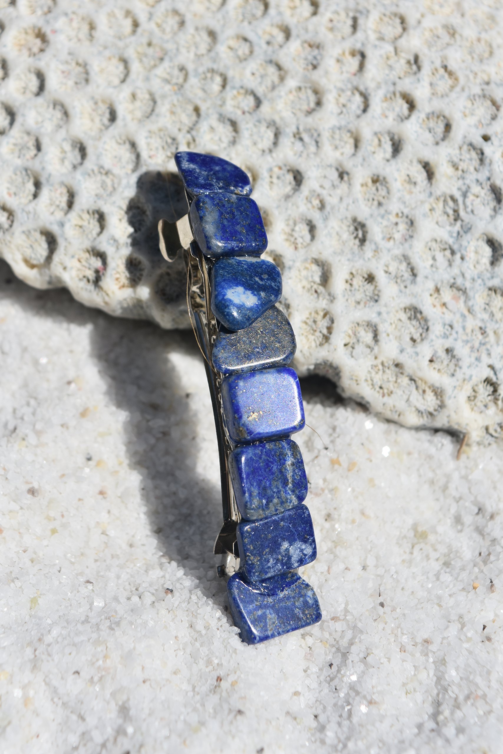 Lapis Lazuli Hair Barrette Marvelous Native American Navajo Lapis Sterling Silver Hair  main image 3