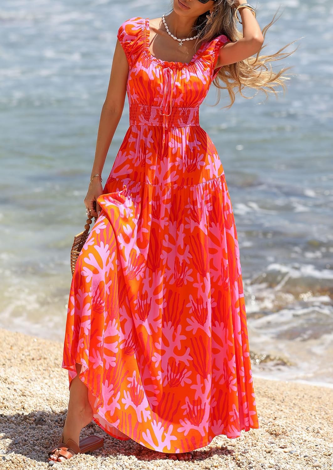 PRETTYGARDEN Boho Maxi Dresses for Women 2026 Summer Floral Wedding Guest Dress Resort Wear Spring Long Flowy Beach Sundress - Image 2