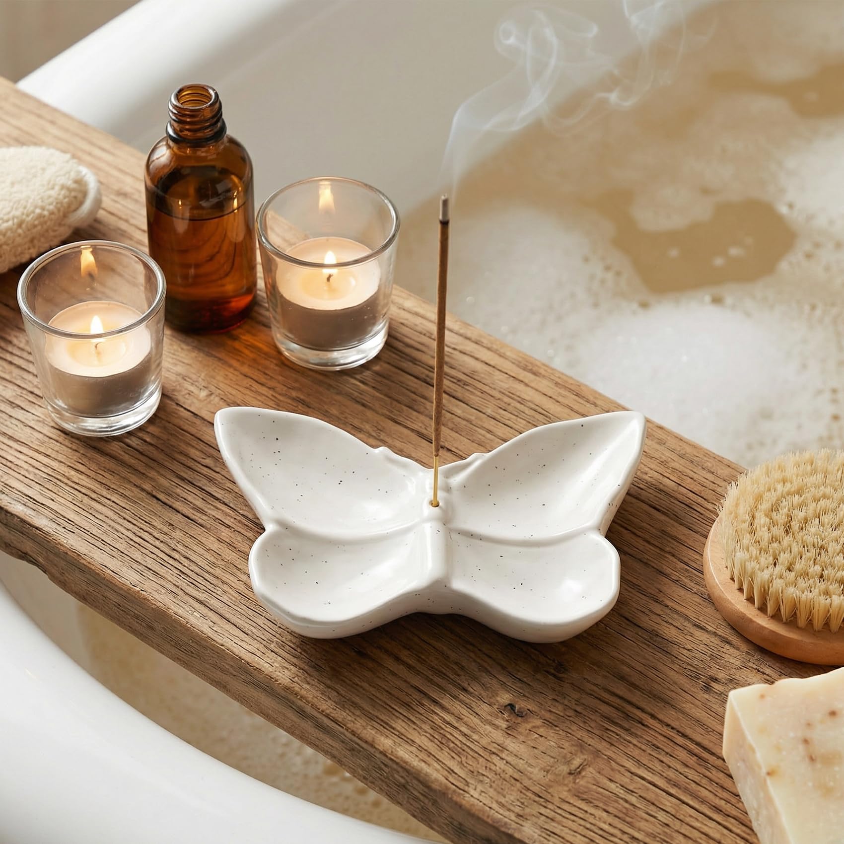 Porta incenso a forma di farfalla, realizzato a mano, in ceramica, per bastoncini di salvia e Palo Santo, bruciatore di incenso per zen, yoga, spa, meditazione, decorazione per la casa, regali