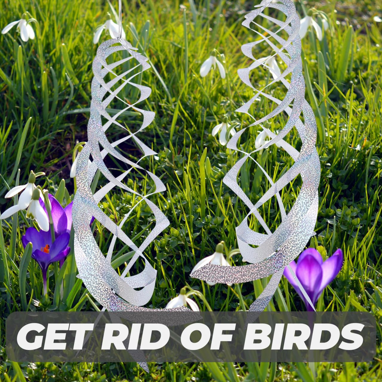 Lot De 6 Spirales Anti-oiseaux Réfléchissantes Argentées - Répulsif Naturel Pour Jardin, Balcon, Voiture, 30 Cm