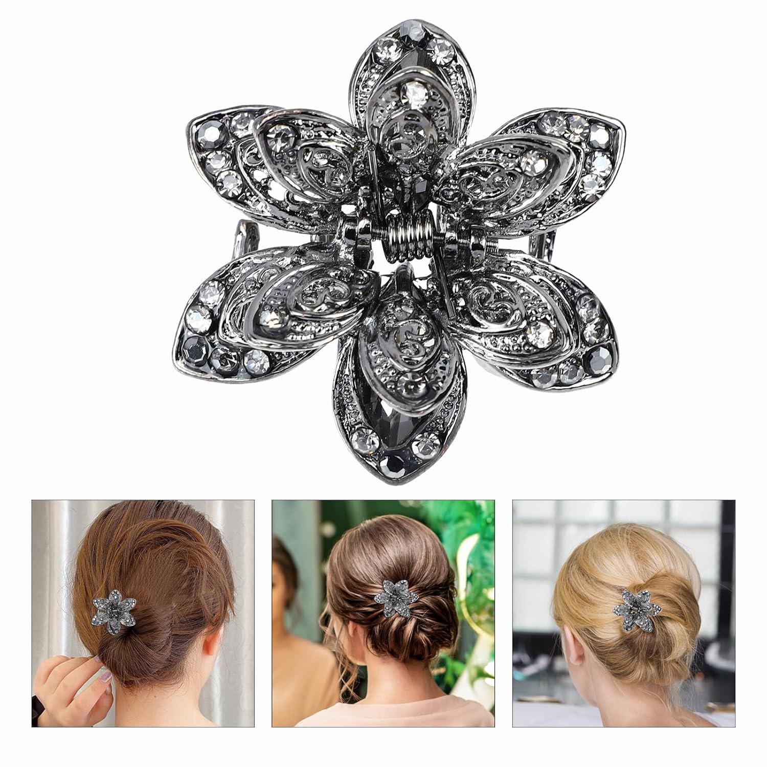 Mipcase Vintage Crystal Hair Claw Clips Rhinestone Hair Accessories Small Clamps for Thin Thick Portable Lightweight Claws for Everyday Use - Image 9