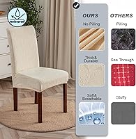 Vista 4 de Fundas impermeables para sillas de comedor, fundas elásticas para sillas Parsons, para comedor, cocina, funda protectora para silla de comedor, Beige