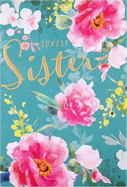 Hallmark Birthday Card for Sister - Classic Multicoloured Floral Design, blue|pink|green
