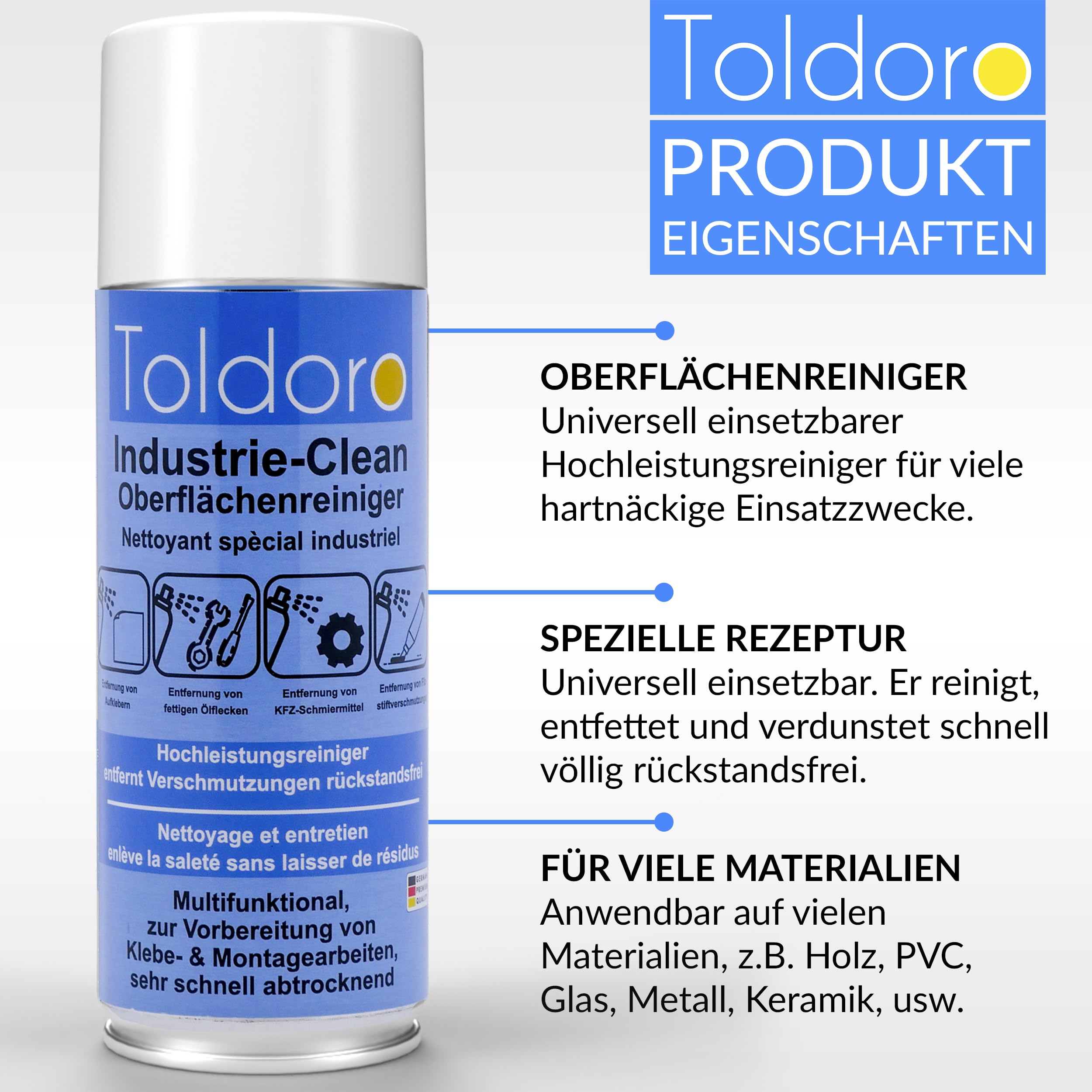 Toldoro Industriereiniger, Etikettenentferner, Maschinenreiniger, Klebereste Entferner, Klebstoffentferner, Etikettenlöser, Entfetter Spray (1x 400ml)