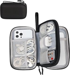 WWW Electronics Organizer Case, Portable Travel Carrying Case Electronic Storage Bag Waterproof Double Layers Cable Organizer Bag for for Cable, Cord, Charger Balck
