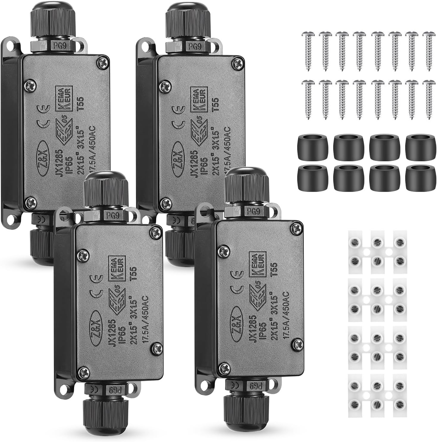 Junction Box - 4 Pack IP65 Waterproof 2 Way PG9 Electrical Junction Box Electrical Boxes Project Enclosure Underground Cable Line Wires Power Cord Connector Protection