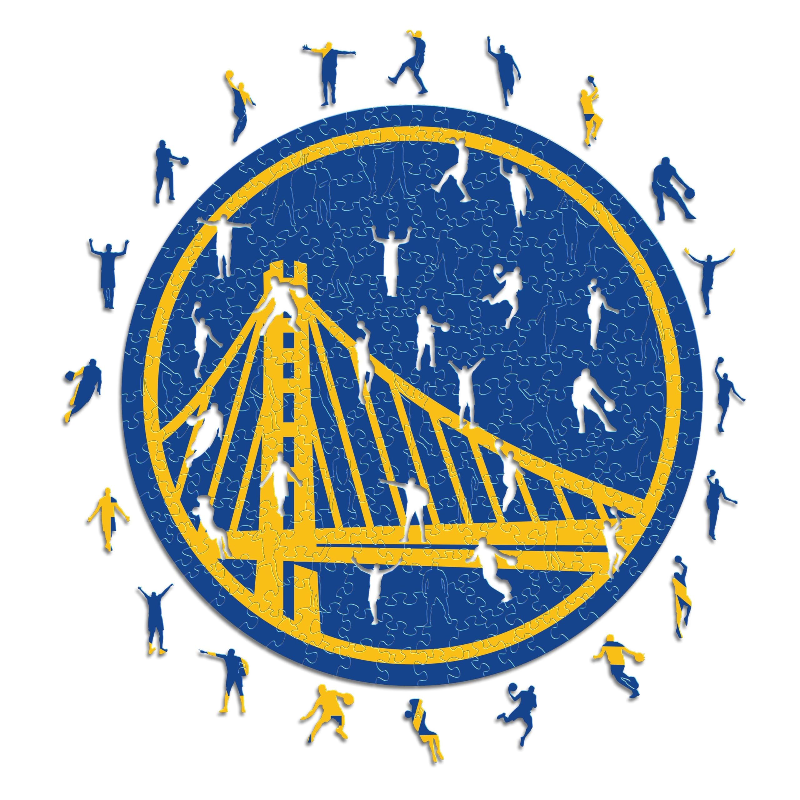 Iconic Puzzles - Golden State Warriors, Logo, Wooden Puzzle officially licensed NBA, 100% sustainable, size S, 150 Pcs