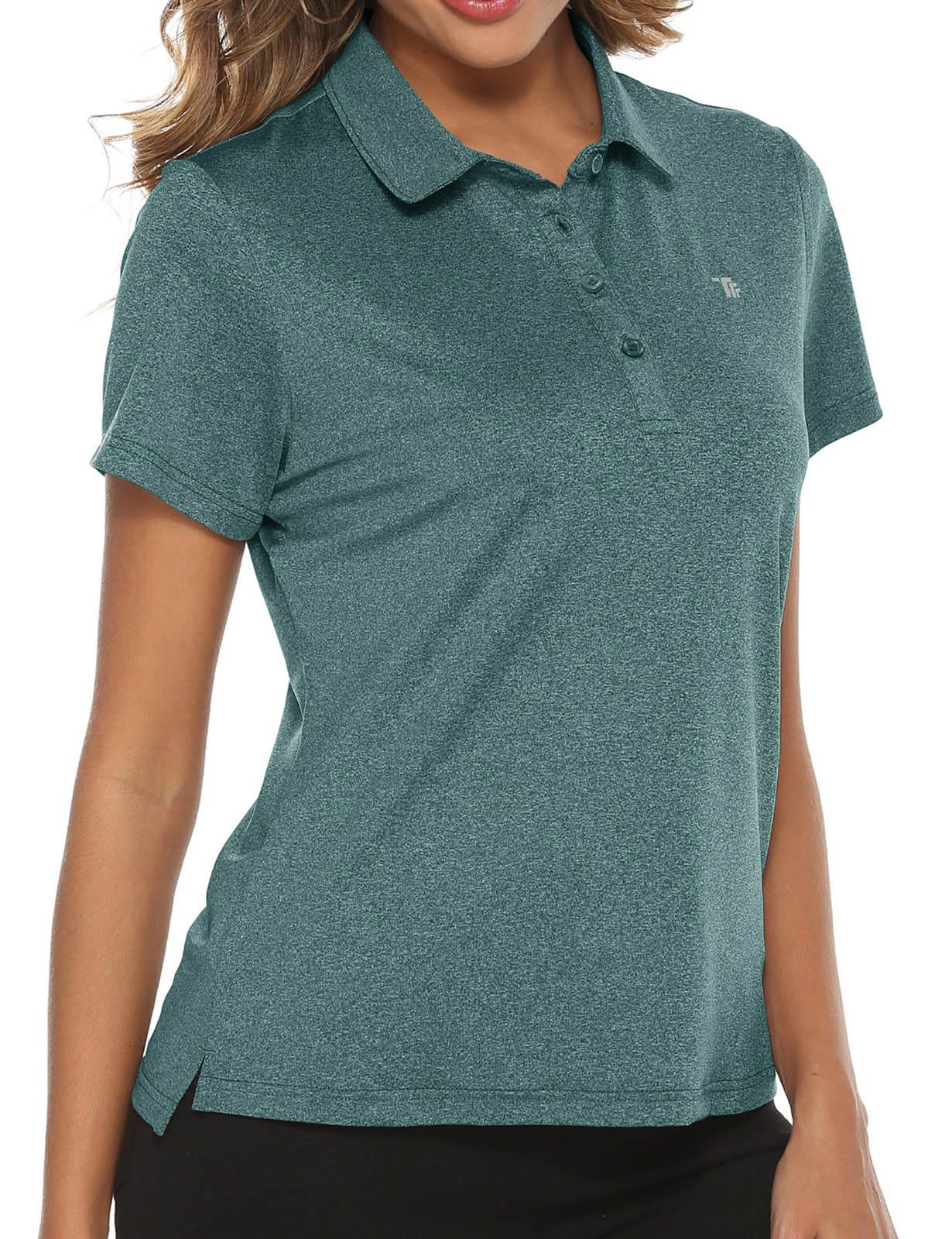 TBMPOY Women's Golf Polo Short Sleeve Shirts Lightweight Moisture Wicking Collared T Shirt Quick Dry 4-Button