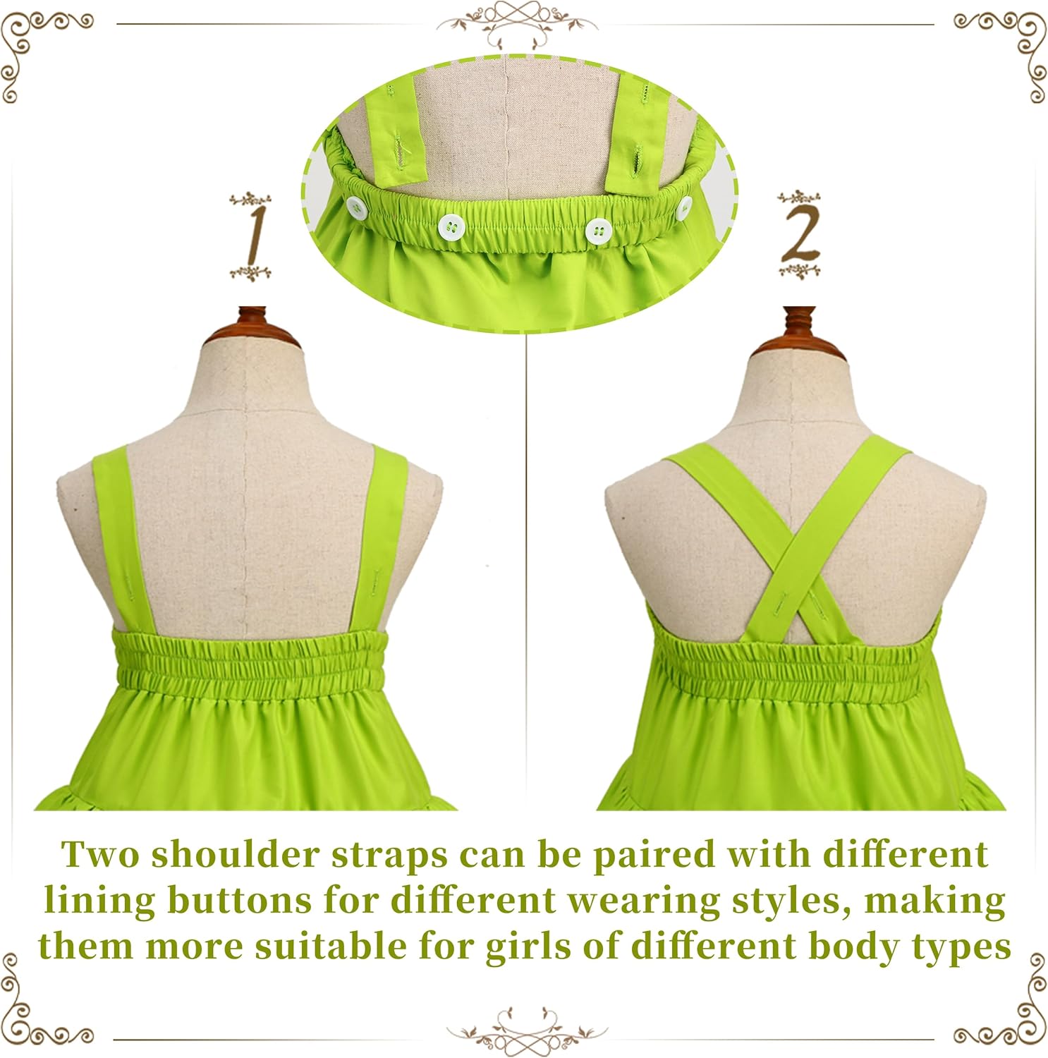 Tinkerbell Costume for Girls,Toddler Girls Fairy Dress with Pixie Elf Ears and Wings,Princess Dress Halloween Fairy