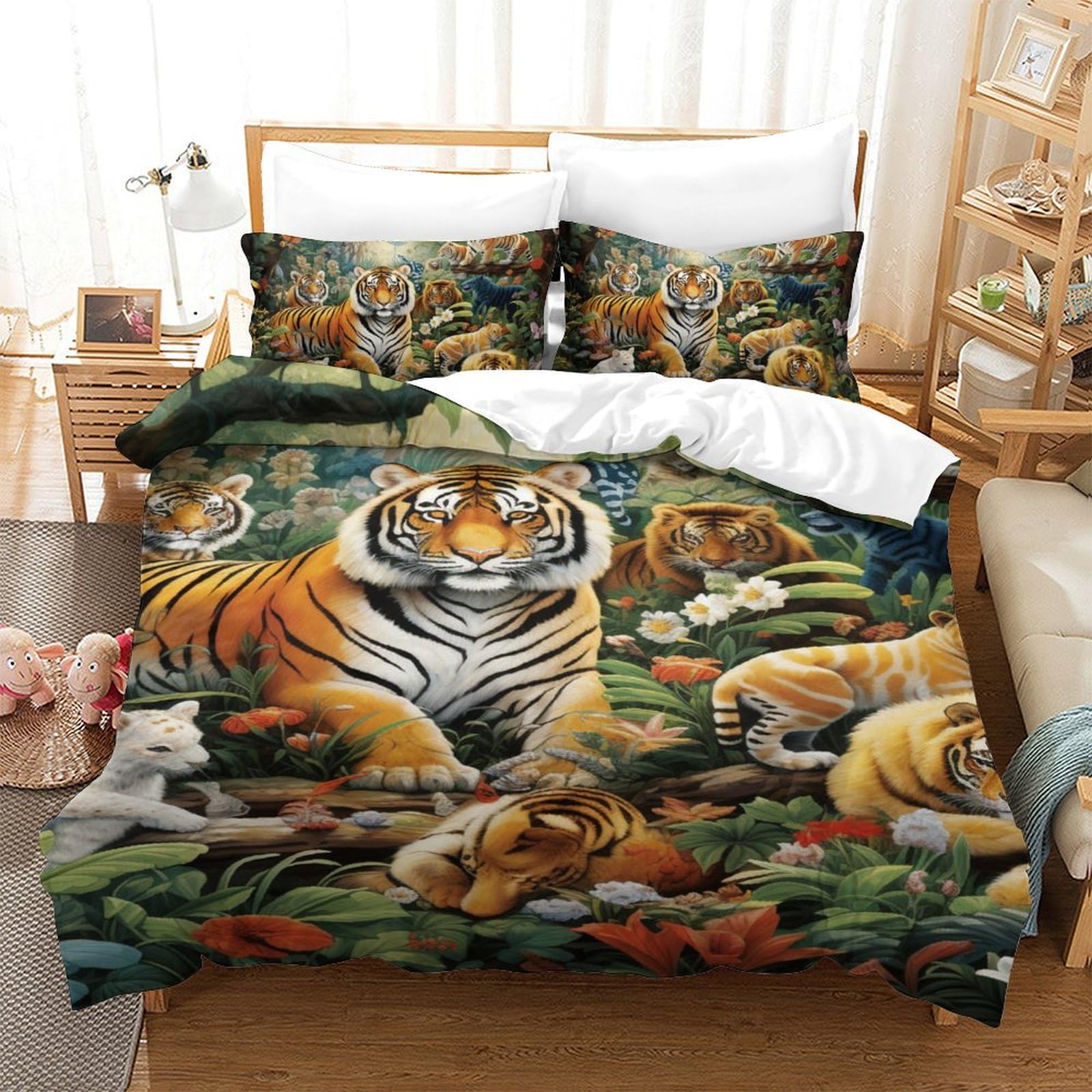 Housse de couette animaux exotiques pour une ambiance de chambre naturelle
