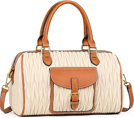 TIBES Vintage Barrel Bag for Women - Vegan Leather Purses and Handbags Satchel Bags for Women, Ladies Top Handle Handbags