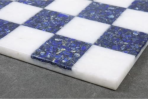 Miniatura 3 de Royal Chess Mall - Tablero de ajedrez de lujo de piedra de mármol sin bordes de 15 '' - Lapislázuli azul y blanco