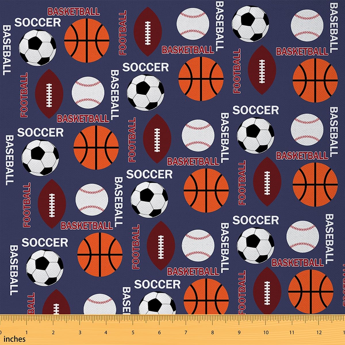 Homemissing Ball Sports Upholstery Fabric Baseball Football Basketball Fabric by The Yard Ball Gaming Waterproof Outdoor Fabric for Chairs Gaming Sports Reupholstery Fabric 2 Yards (L184*W150cm)