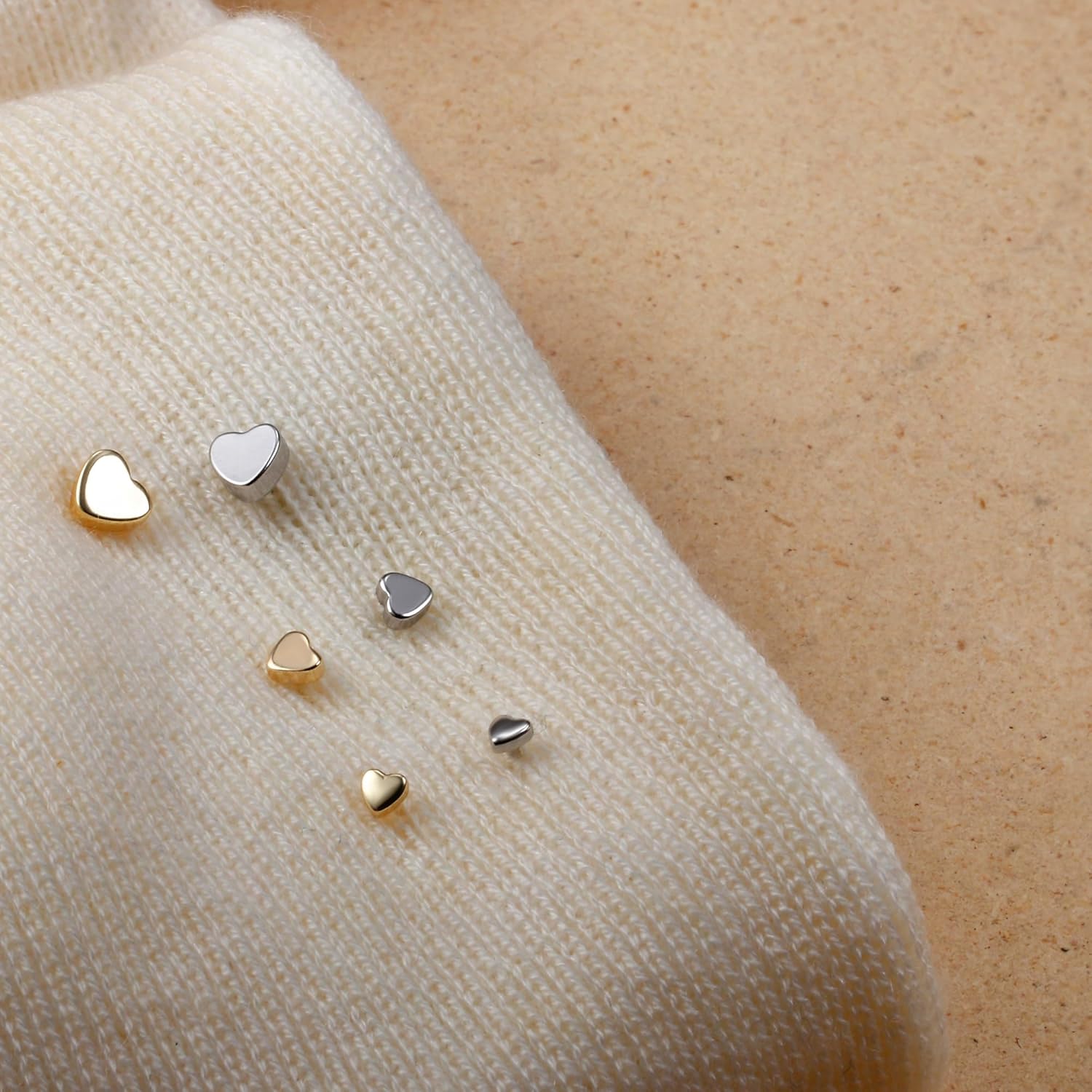 KRFY 3 Pairs 925 Sterling Silver Flat Back Stud Earrings for Women Tragus Conch Helix Cartilage Earrings for Women Heart Stud Earrings 14K Gold Plated - Image 6