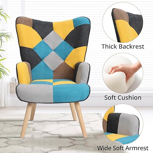 Miniatura 6 de Silla decorativa con otomana, sillas decorativas para sala de estar con respaldo alto y reposabrazos, cómodo sillón para sofá, silla de lectura para