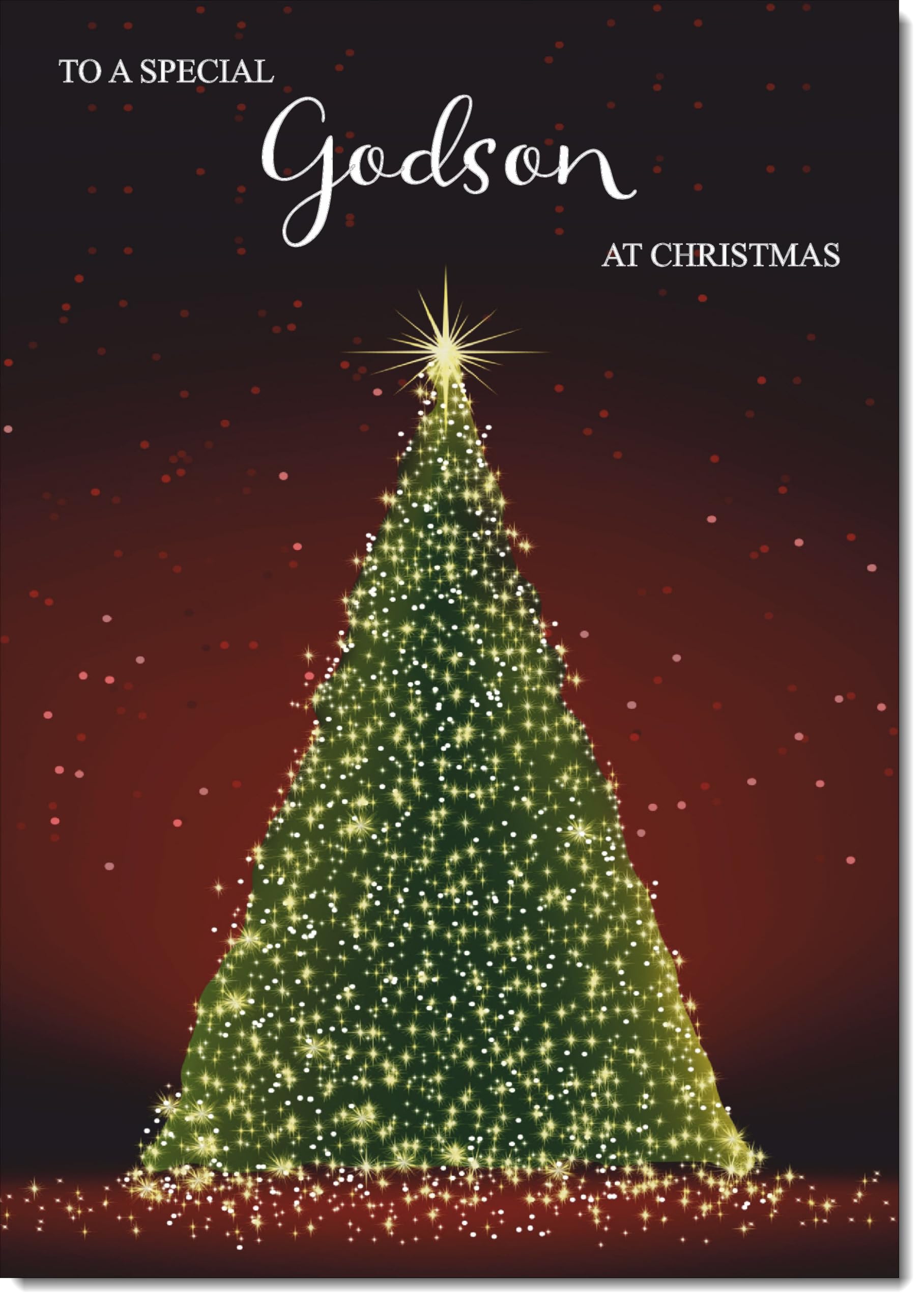doodlecards Godson Christmas Card Green Christmas Tree Large A4 Size Christmas Card for Godson with Plain Envelope