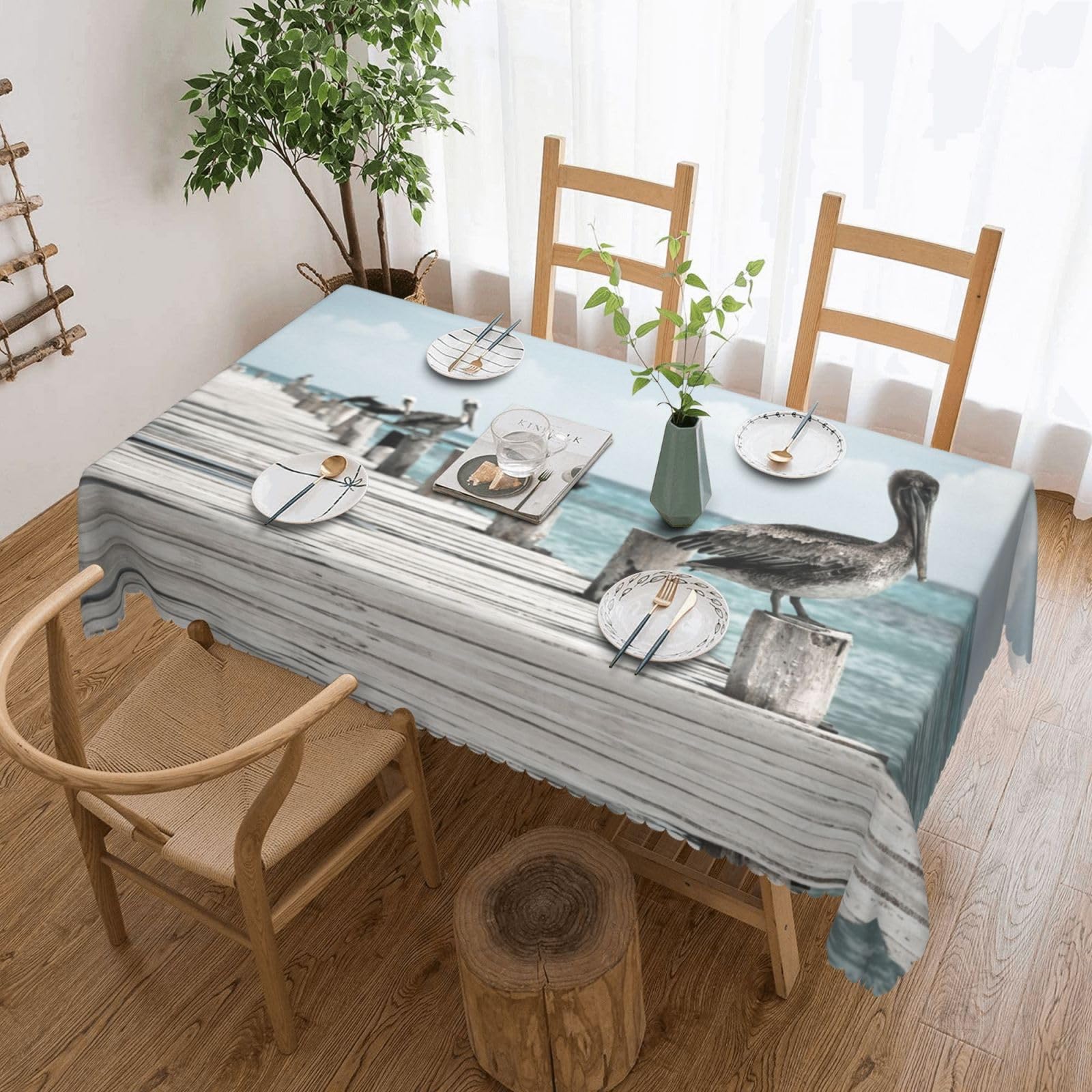 Nappe rectangulaire lavable et infroissable PEIXEN décor pélican