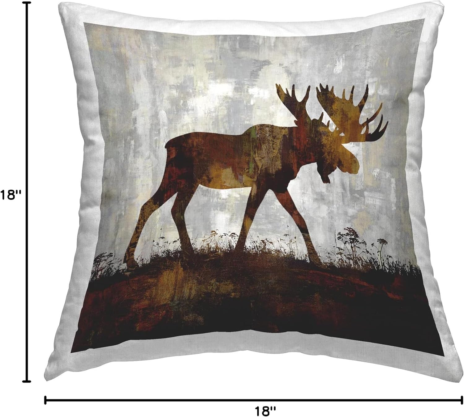 Stupell Industries Rustic Moose Woodland Animal Design by Carl Colburn Throw Pillow, 18 x 18, Brown