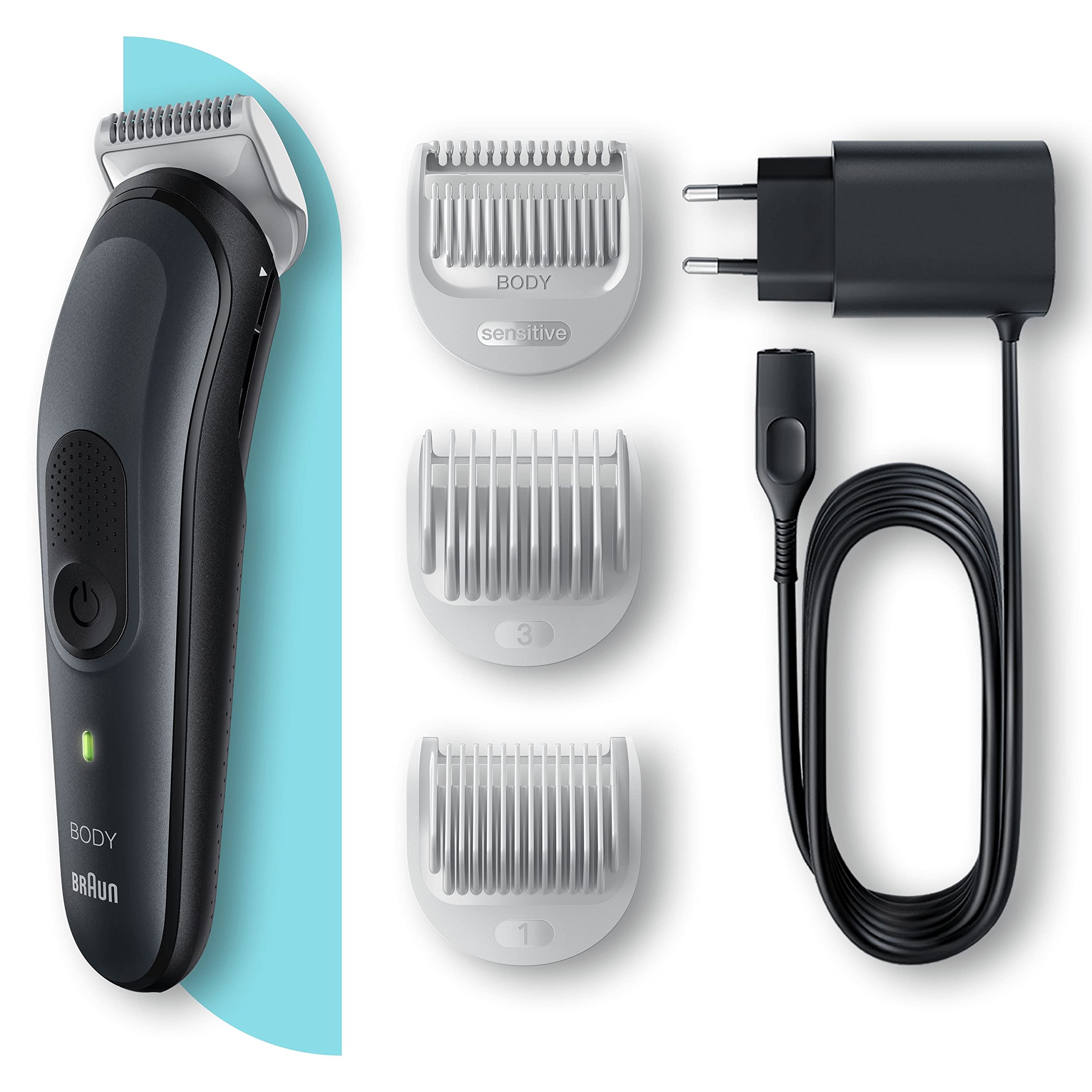 Braun Tondeuse Electrique Pour Le Corps Series 3 Homme, Torse, Aine, Aisselles, Styling Et Plus, Pour Un Rasage Doux, Aux Sabots Clipsables, Lavable, 80 Min D'autonomie, 3340