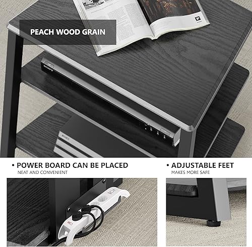 Miniatura 14 de FITUEYES Design - Estante esquinero de 4 niveles para reproductor de discos estéreo de madera, estante de audio con estantes de madera ajustables en