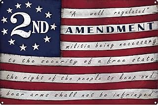 Second Amendment Rights Metal Sign 8x12in Historical Plaque for Man Cave Office Wall Decor Vintage Constitution Art