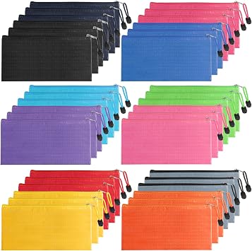 36 Pack Pencil Pouch Bulk,Waterproof Zipper Pencil Pouches,Small Zipper Pencil Bags,Pencil Case Bulk for Office Supplies Cosmetic Travel Storage,12 Colors,9.3 x 4.5