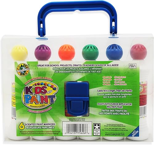 Crafty Dab Kids Paint - Estuche de transporte para niños 6 unidades Crafty Dab Kids Paint - Estuche de transporte para niños 6 unidades