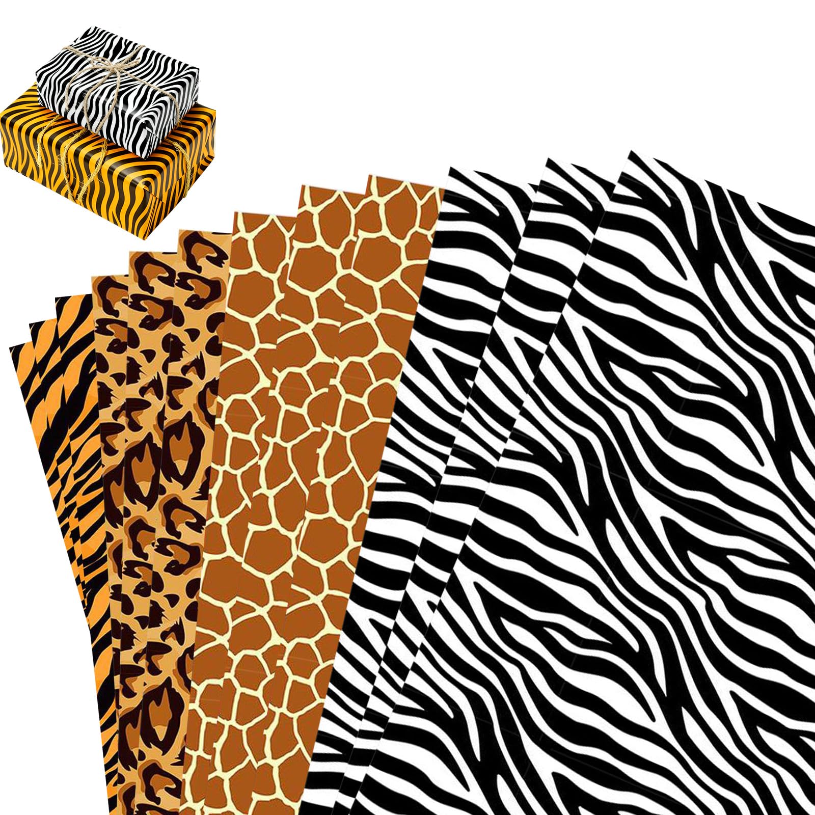 12 Sheets Leopard Print Wrapping Paper, Birthday Wrapping Papers Roll, Brown Gift Wrap Gift Wrapping Paper for Women Girls Christmas Birthday Party Supplies Festive Decoration, 70x50cm