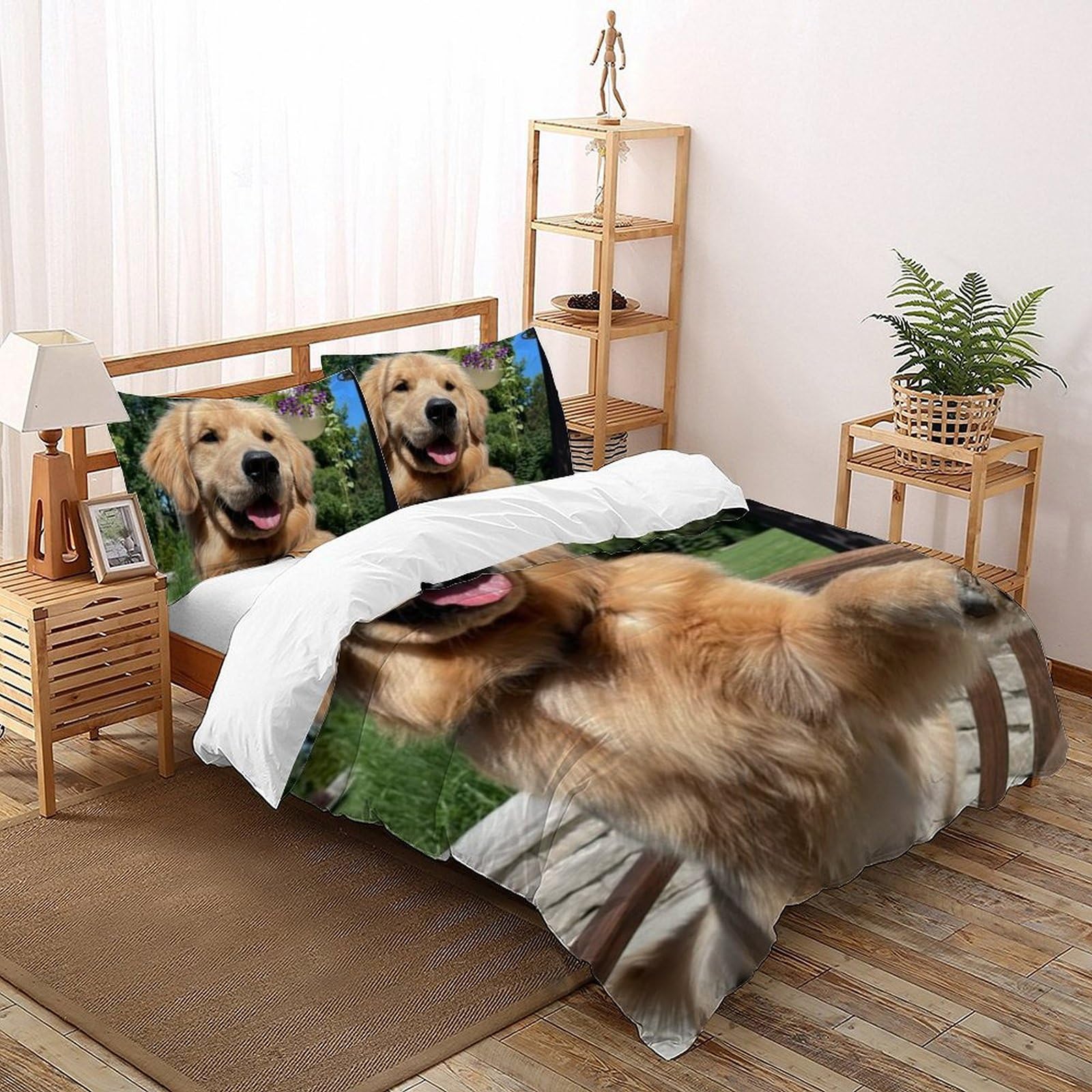 Housse de couette double chiots animaux imprimé 3D pour décorer la chambre fille