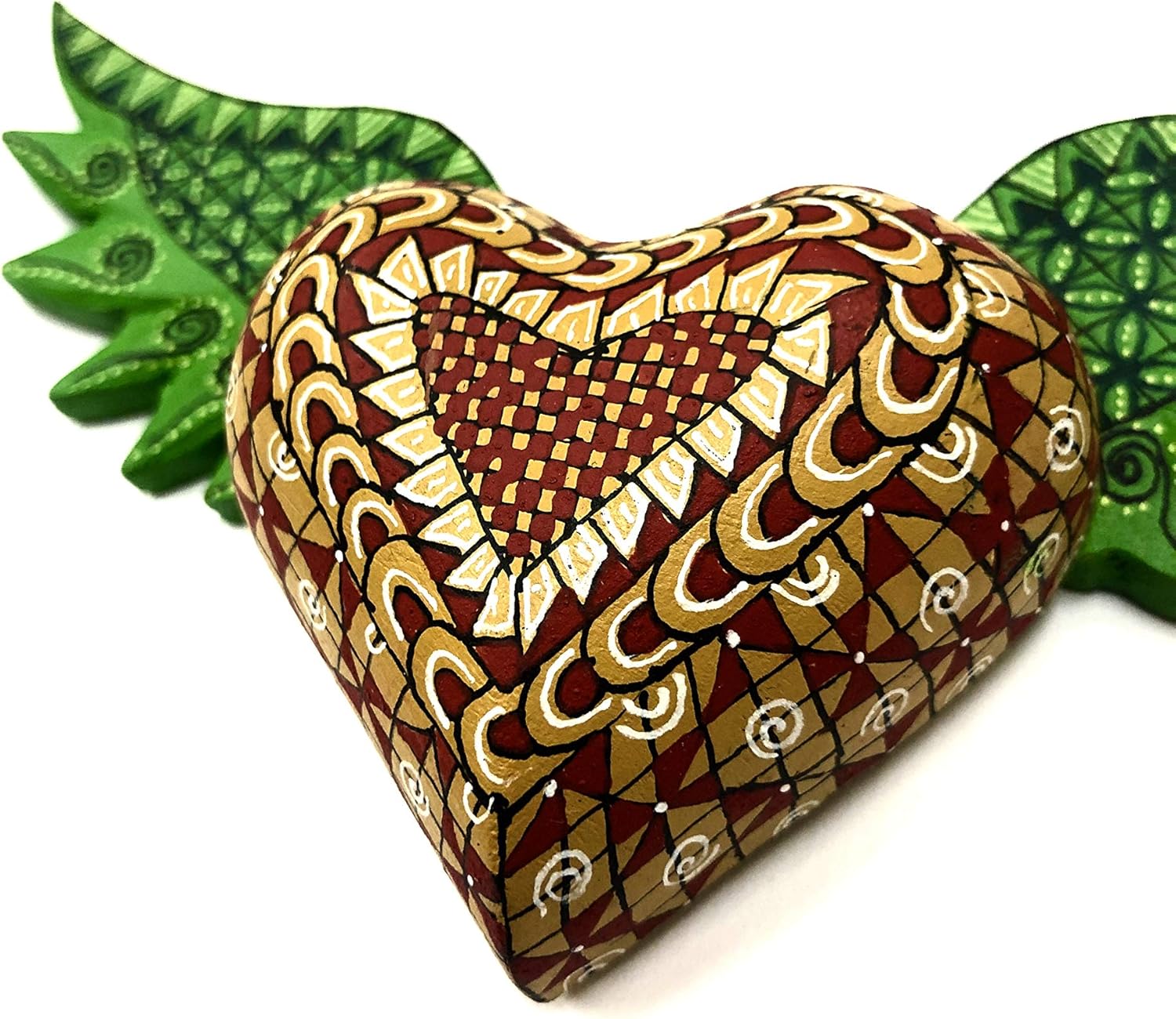 Handmade Wooden Alebrije Heart Shaped, Hanging Hearts, Dream Catcher (Sold by Piece)