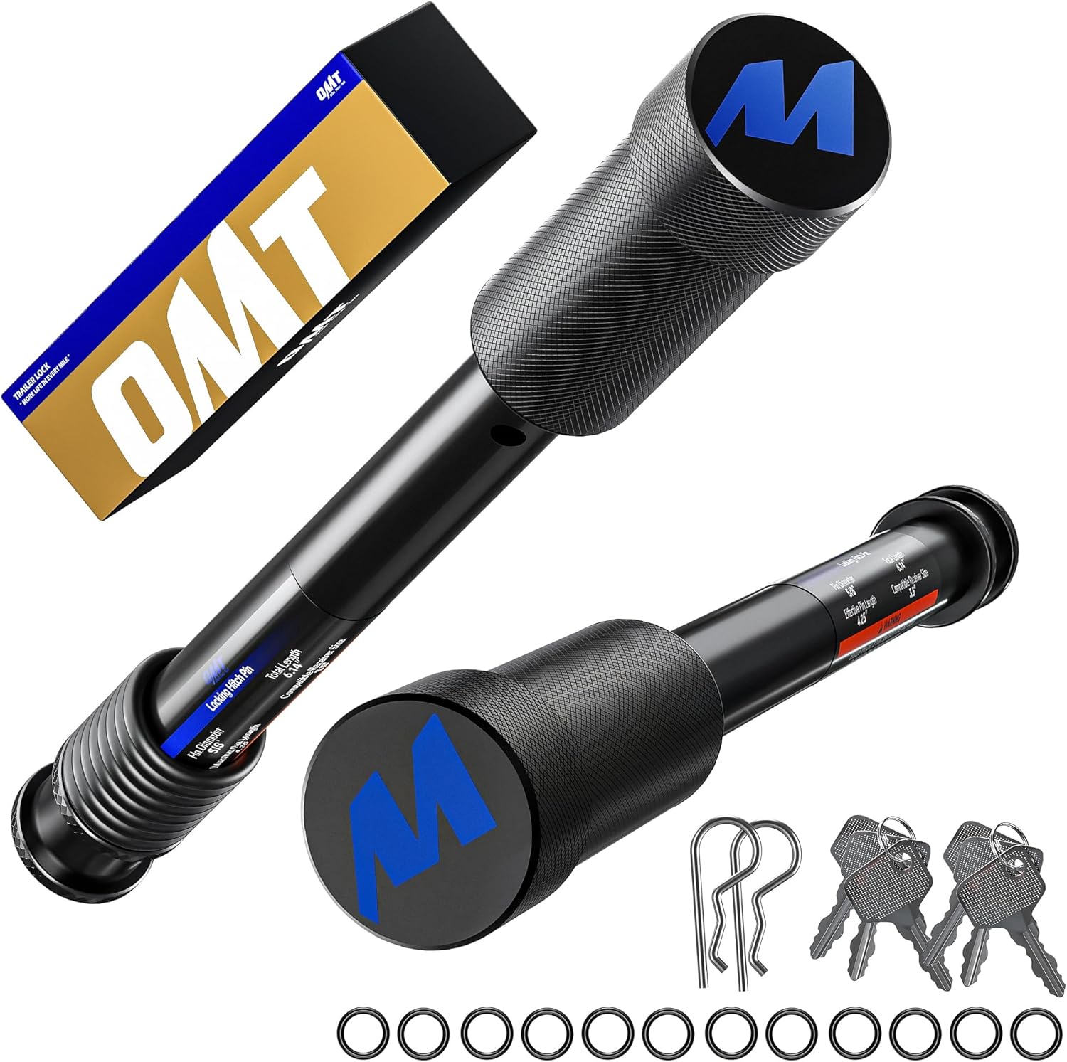 Orion Motor Tech 2 Pack Locking Hitch Pin, Fits 2" 2.5" 3" Receiver with 5/8" Diameter Hitch Lock, Anti-Theft Steel Hitch Pin Lock with Key for Class V IV III, Anti-Rattle Trailer Hitch Pin