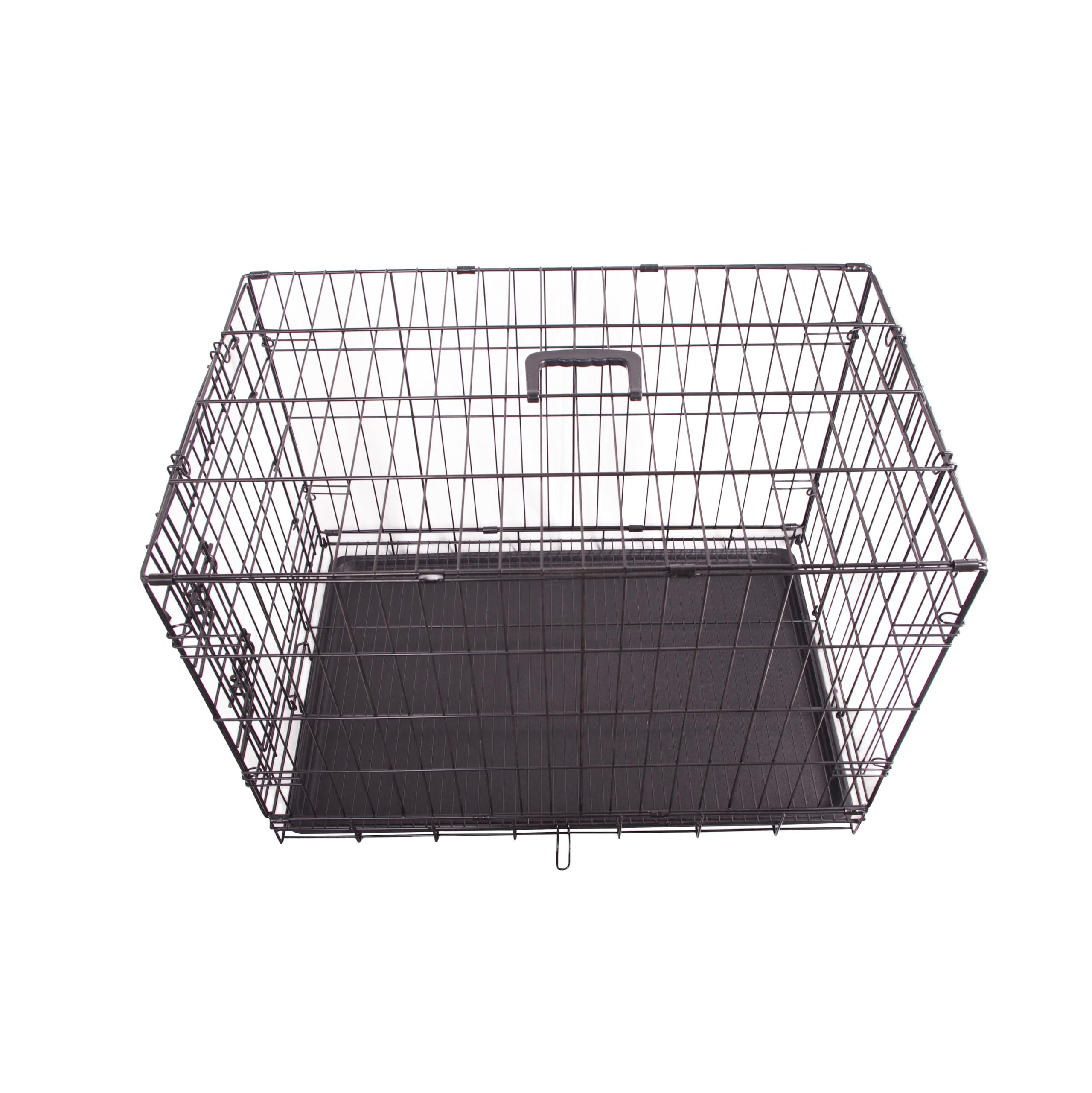 Jaula de Alambre de Metal Duradera y Plegable para Perros con Bandeja, Puerta Individual, 76 x 48 x 53 cm, Color Negro