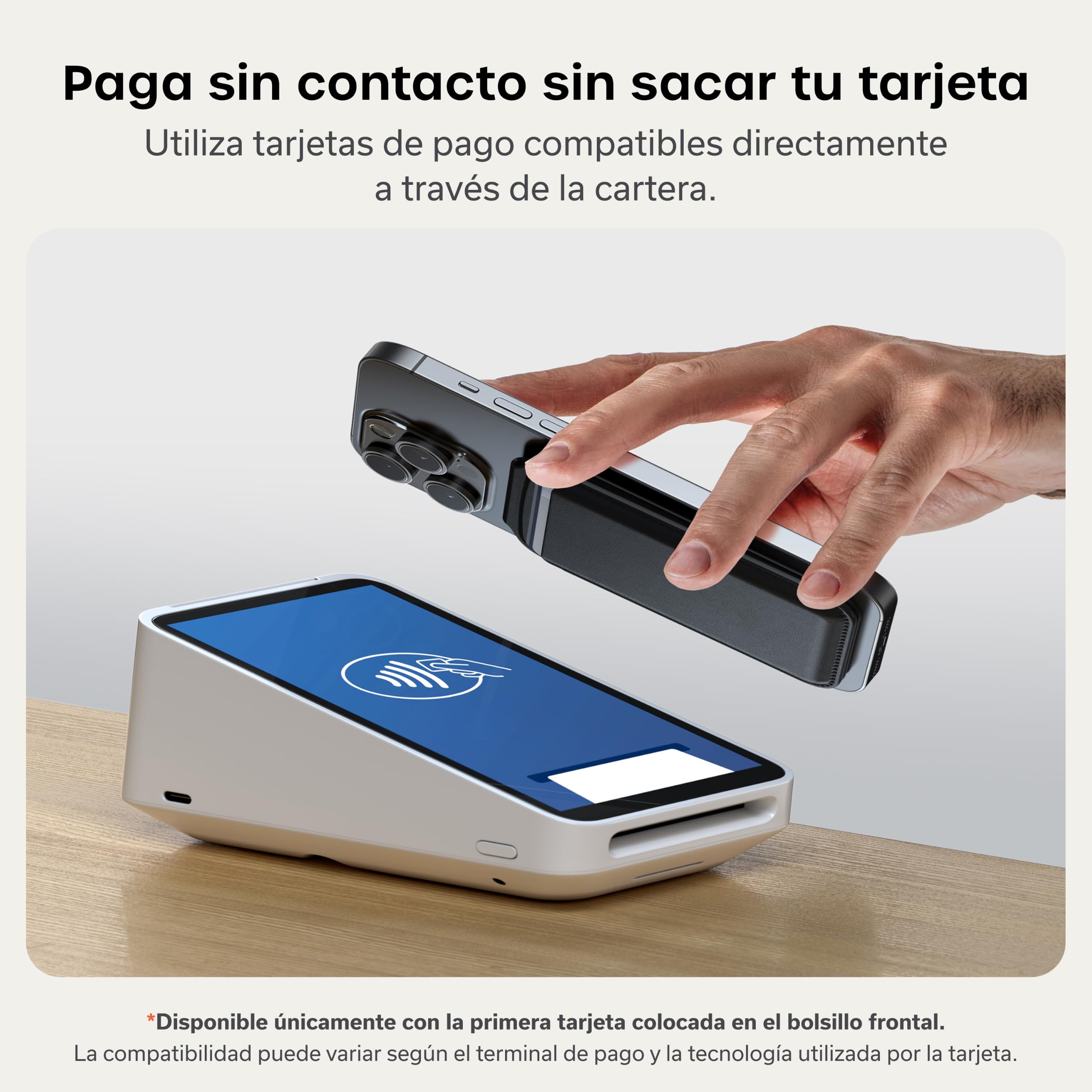 SATECHI Cartera MagSafe y Soporte para iPhone, Tarjetero Magnético con Soporte, NFC y 4 Espacios para Tarjetas, Compatible con iPhone 17 al 12 – Material Premium (PU) Negro