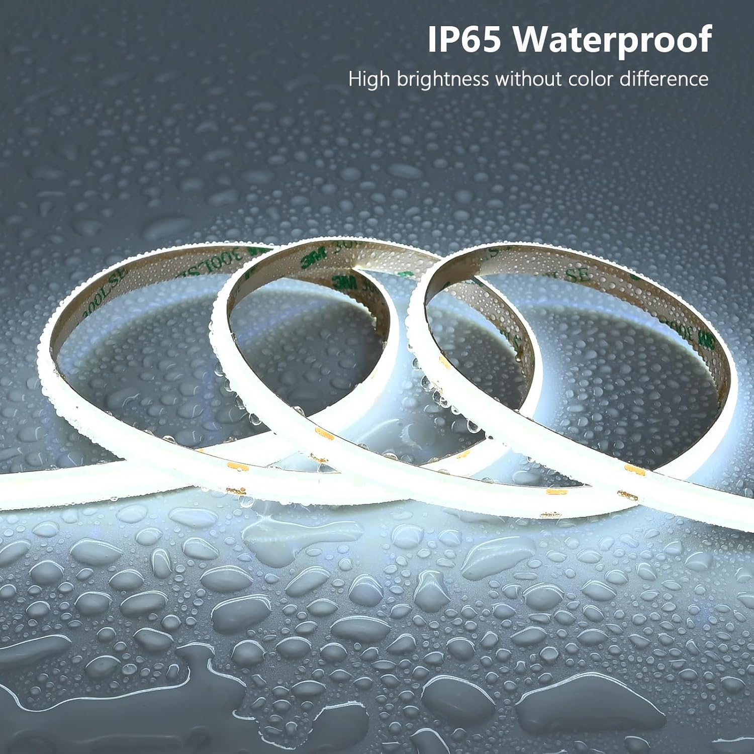 48V COB LED Strip Light Outdoor 65.6ft Kit, 6000K Cool White Outside Waterproof LED Tape Lights Cuttable 8W/M CRI 92 with Power Supply for Bedroom Ceiling Living Room House - Image 2