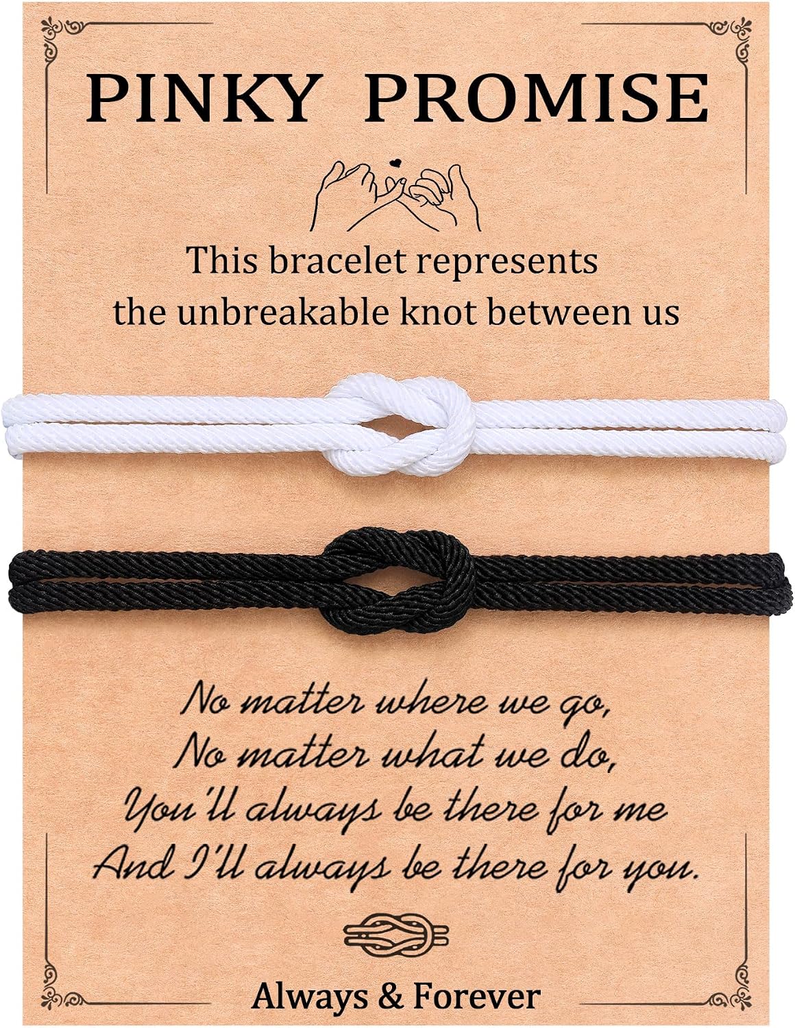 UNGENT THEM Pinky Promise Forever Düğüm Eşleşen Çiftler Bilezikler - Doğum Günü Yıldönümü Sevgililer Erkek Arkadaş Kız Arkadaş için Noel Hediyeleri