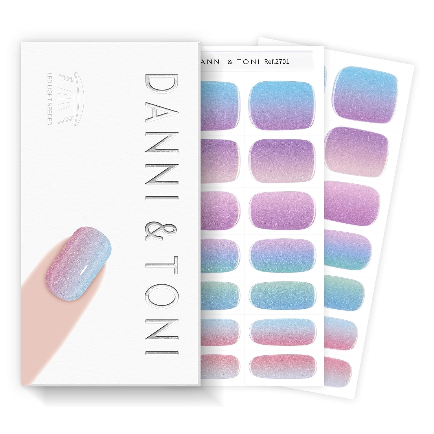 DANNI & TONI Semi Cured Gel Nail Strips - Holographic Chrome